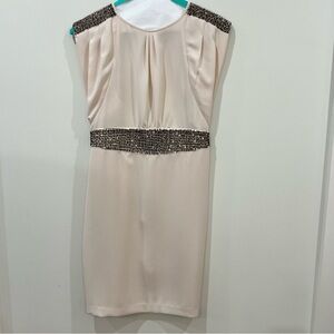 SPOTLIGHT WAREHOUSE Champagne Beaded Formal Dress Size 8 Good Condition